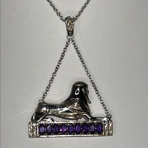 NWT Gems En Vogue Genuine Amethyst Gemstone Sterling Silver Palladium Necklace